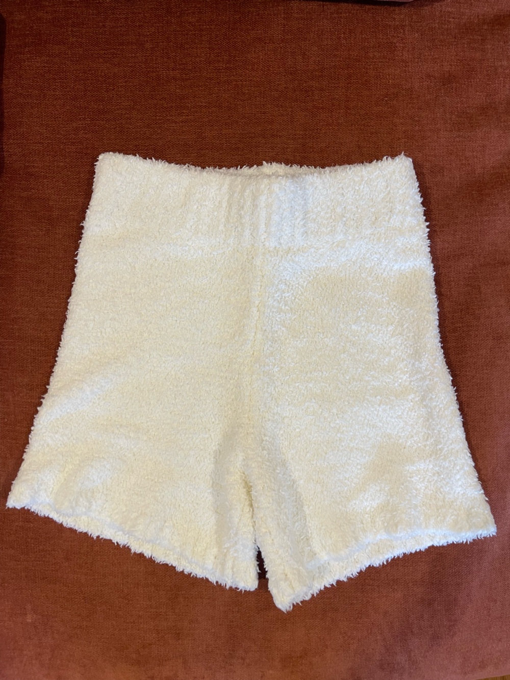 SKIMS Cream Plush High-Waist Shorts